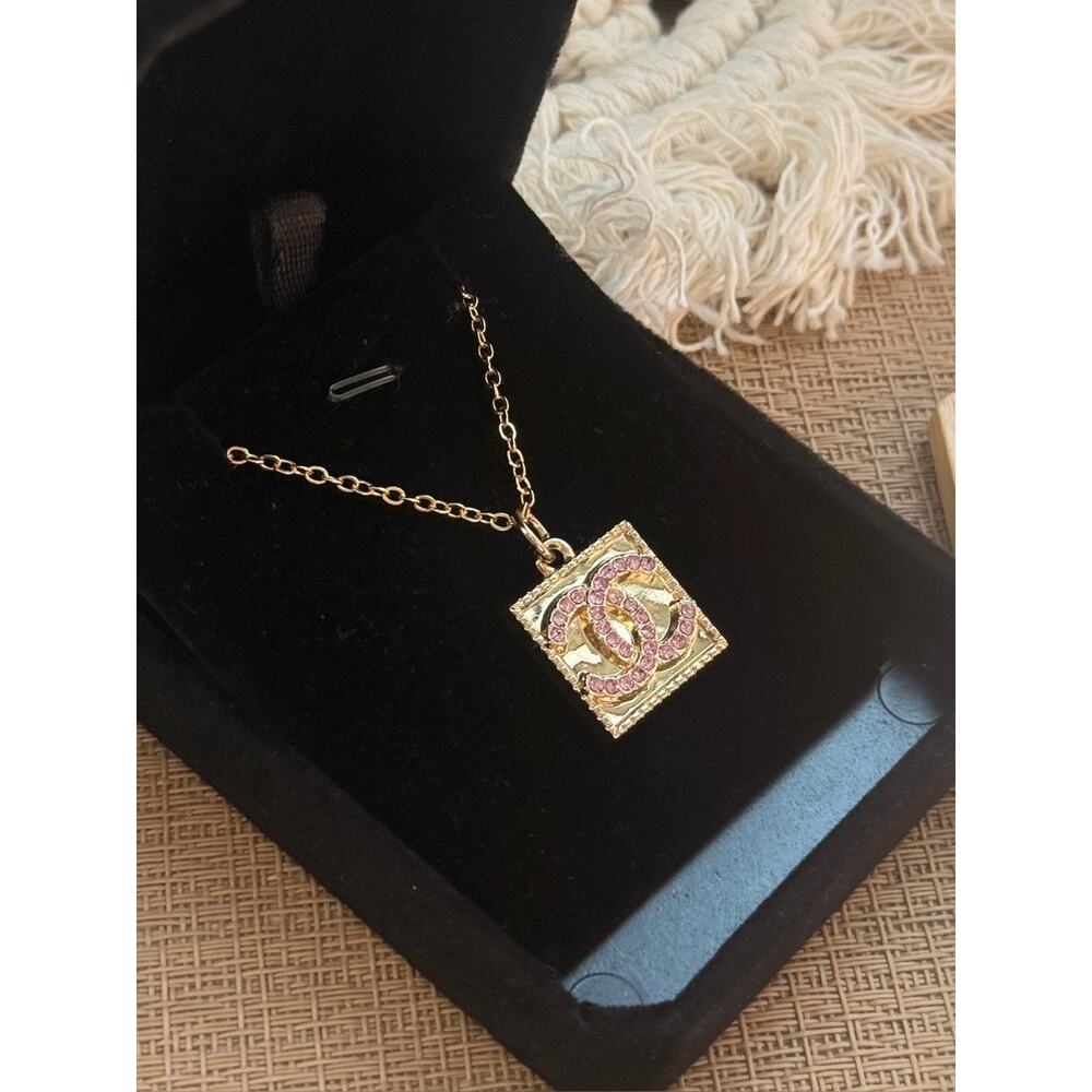 ONLY 1! Vintage CC Gold square Upcycled Necklace - Picture 2 of 4